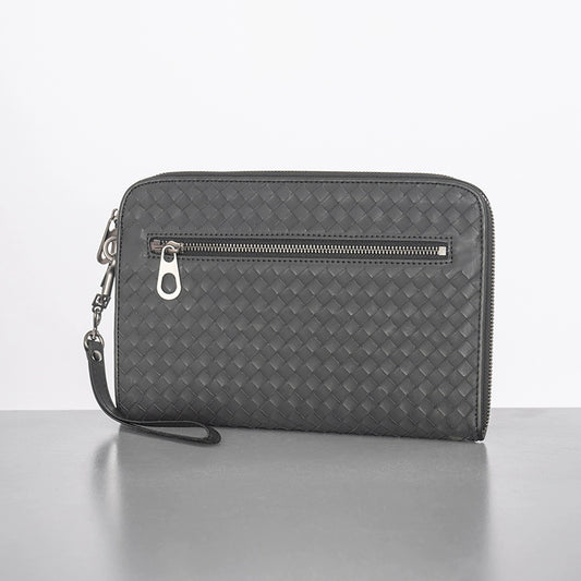 X&BV真皮男士手包商务休闲大容量信封包编织新款夹包潮牌手拿包男