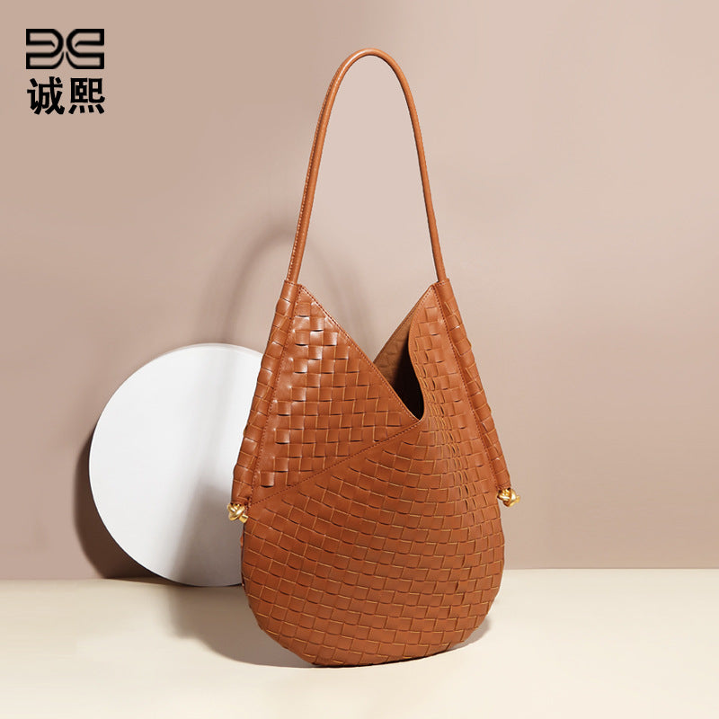 复古大容量子母单肩包手工编织包时尚女士手提包休闲百搭腋下托特