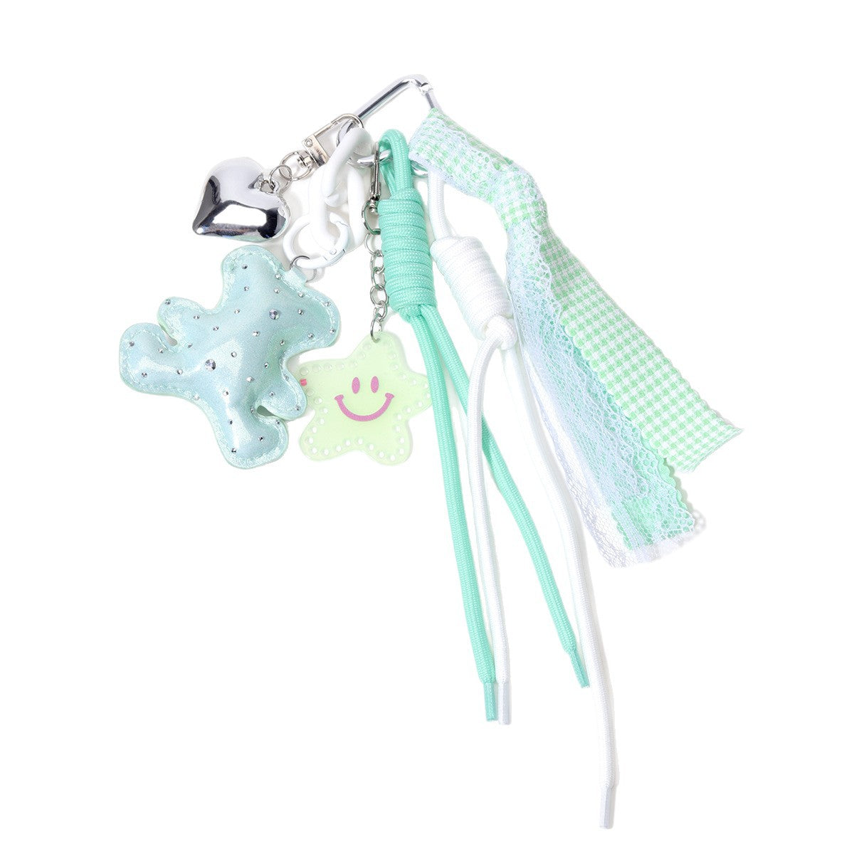 阿乌美饰品工厂跨境热销绿色钻皮小熊桃心织带包挂包包挂件挂饰