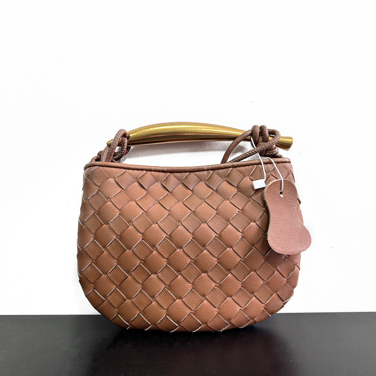 小众设计师编织新款金属手拎高级饺子包真皮牛皮休闲手提女士包包