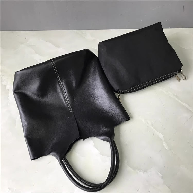 外贸工厂尾货真皮购物袋包慵懒潮托特包大容量通勤单肩腋下女包