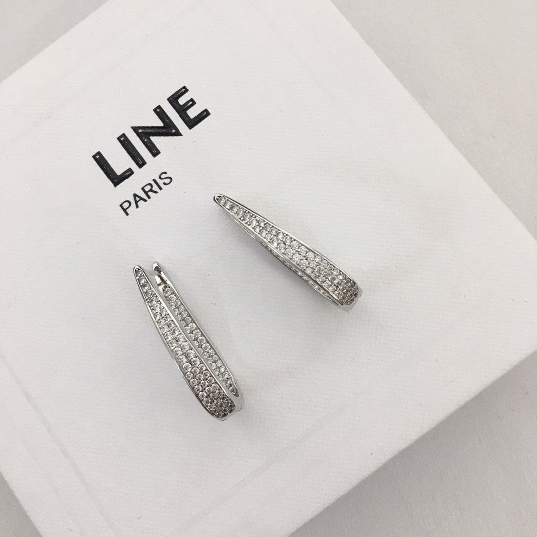 赛林家新款满钻U形耳环女高级感个性气质黄铜镀金CEL风锆石耳扣