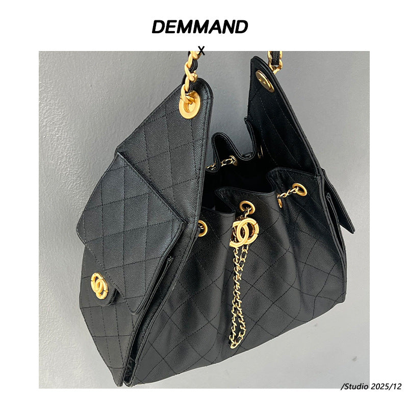 新款球纹头层牛皮油蜡牛皮嬉皮包水桶包腋下包流浪包手提斜挎单肩