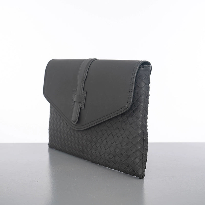 X&BV手包男真皮休闲商务编织青年潮流手抓包夹包信封包男士手拿包