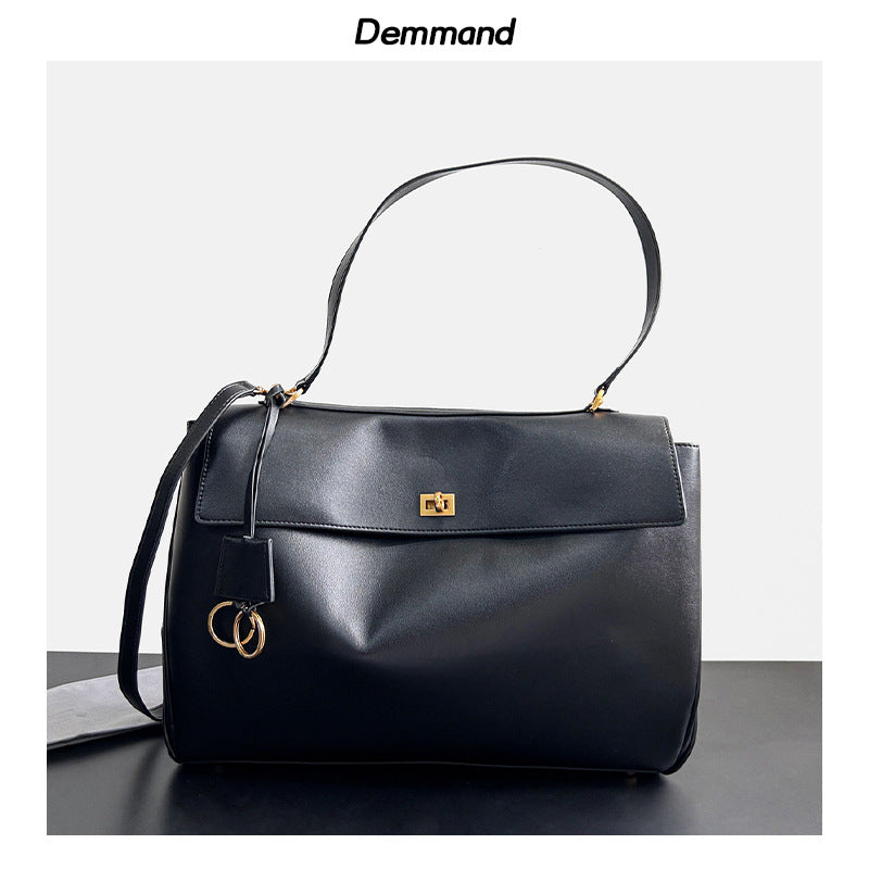 大气时尚锁扣牛皮女包2024新款链条轻便质感洋气真皮软皮斜挎包包