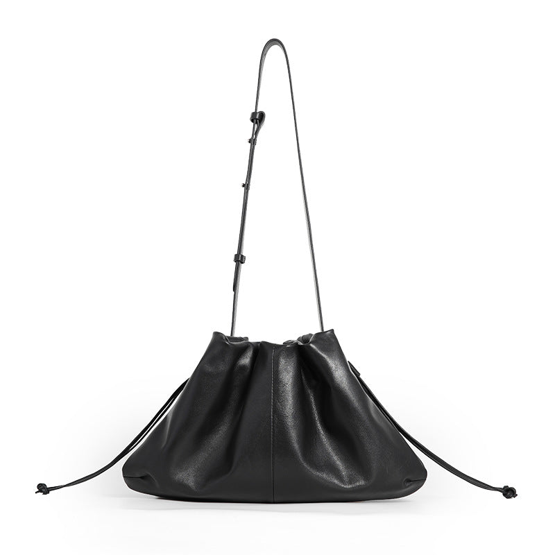 跨境外贸头层牛皮褶皱云朵包腋下包单肩包斜挎包真皮女包包纯牛皮