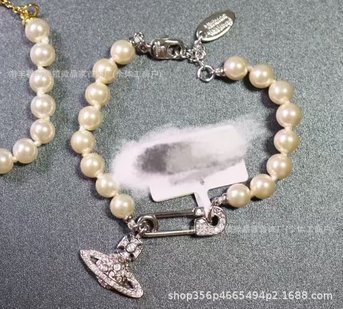 高版本西太后土星珍珠项链女薇薇安经典回形针土星珍珠链工厂直销