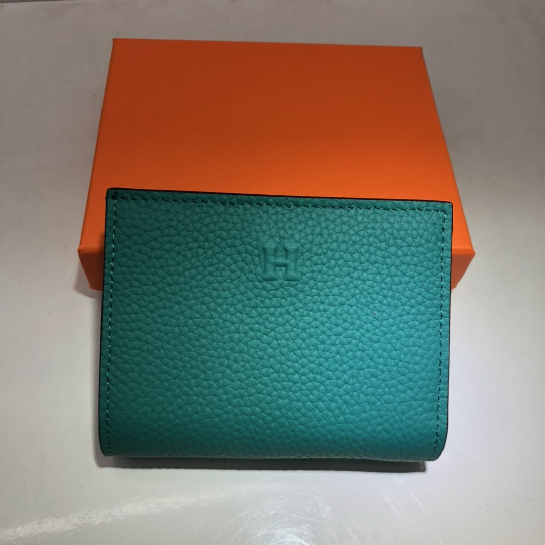 H家荔枝纹短款钱包 多功能凯莉链条包零钱包一体单肩斜挎小方包女