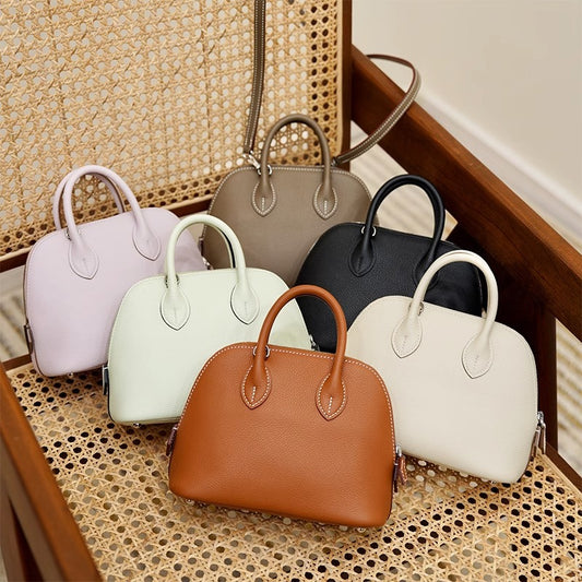 可爱实用担当~头层牛皮真皮贝壳包mini bolide迷你保龄球包 代发