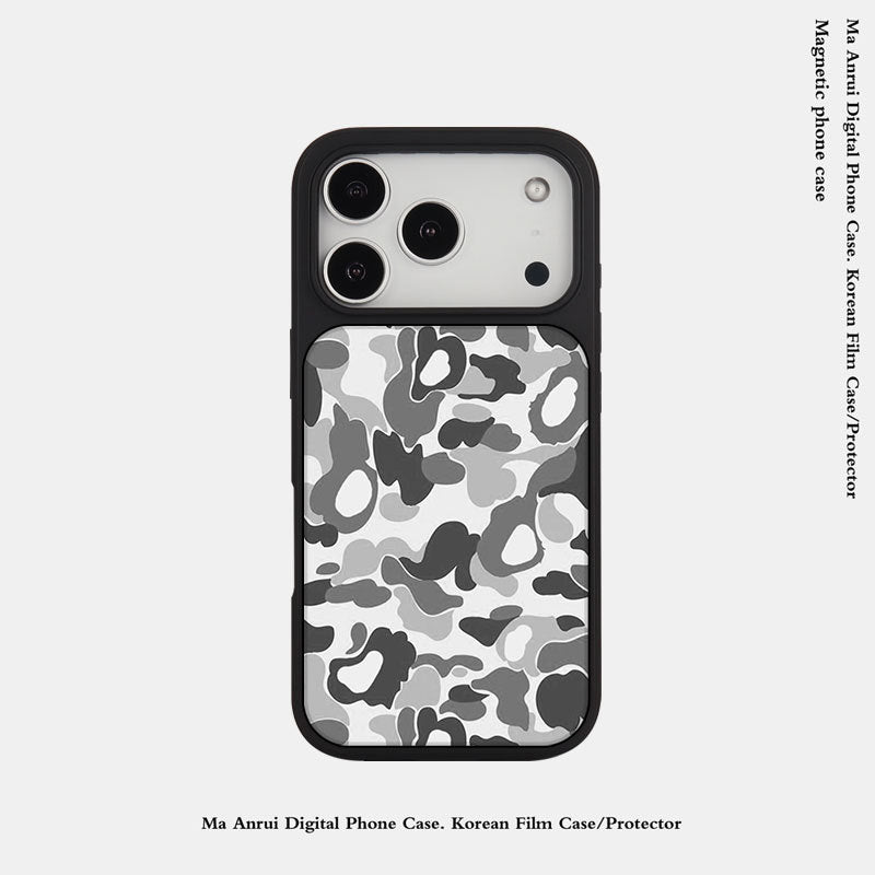 外贸跨境迷彩潮玩适用苹果16pro晶瓷手机壳iPhone17亚克力PC防摔