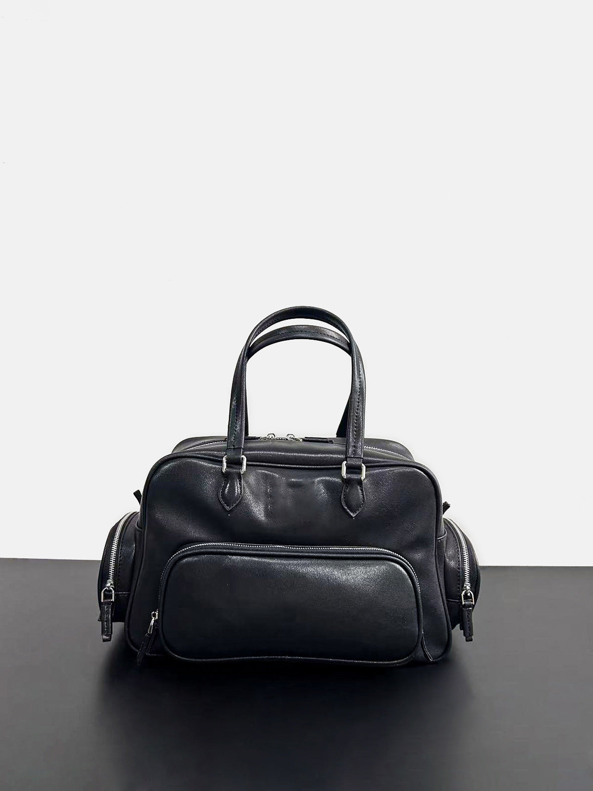 2024新款高级复古口袋机车包时尚通勤手提包大容量单肩大包包女