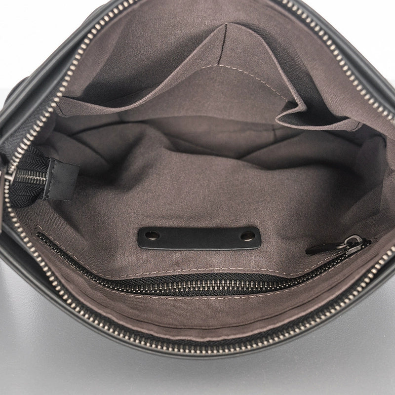 X&BV真皮男包单肩包时尚休闲竖款小背包编织男士包包商务男斜挎包