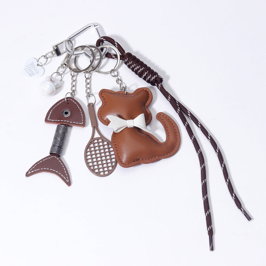 爆款包挂义乌现货diy包包网球拍PU鱼挂件miu系包挂绳子手机链配饰