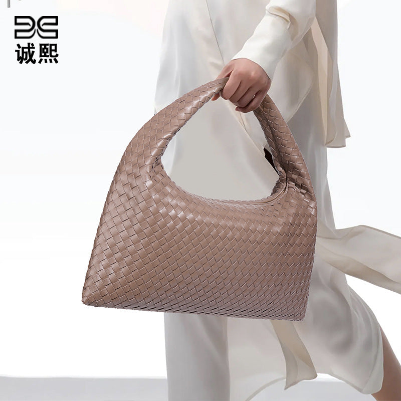 新款高级感大容量质感手提包通勤手工编织包包简约时尚潮流手拎包