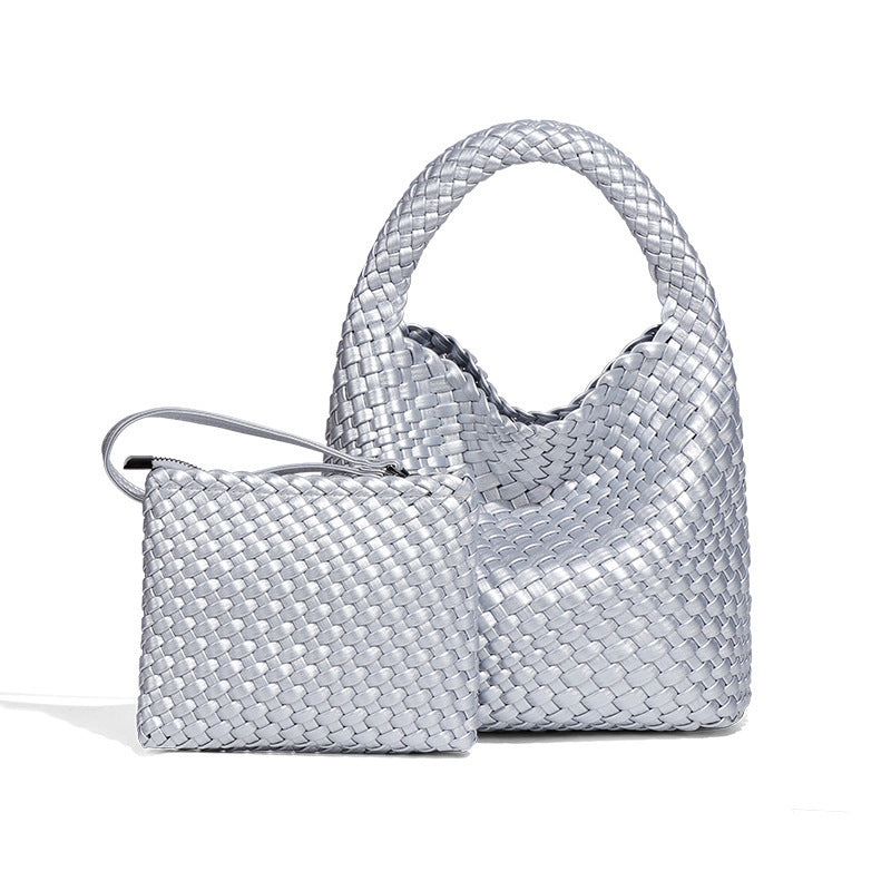 韩版时尚编织子母包纯色百搭简约手提包新款轻奢小众单肩斜挎女包