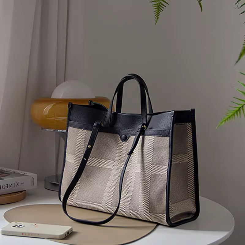 包包女秋冬新款 大容量托特包手提帆布电脑包简约时尚通勤单肩包