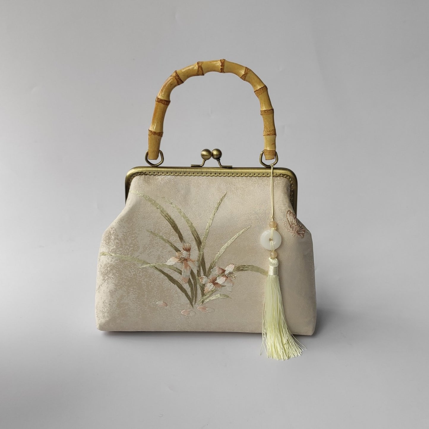 中国风复古刺绣手提包宴会旗袍汉服原木柄斜跨女包汉服刺绣绣花包