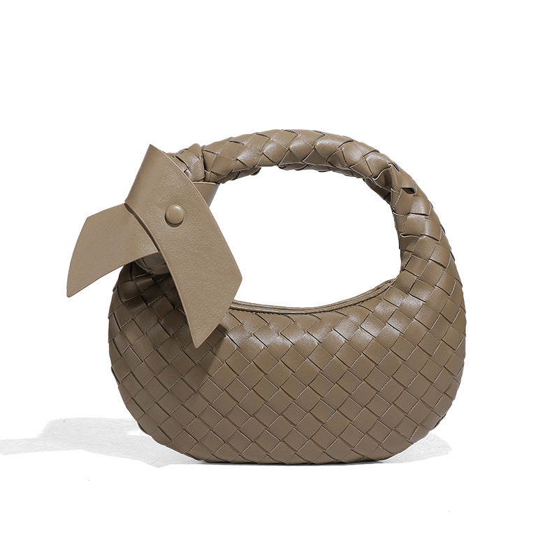 跨境亚马逊货源女包时尚质感手拎腋下包手工编织包夏季潮流饺子包