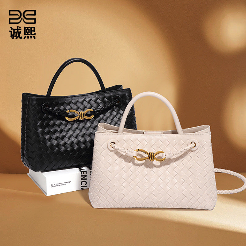 外贸女包跨境2025新款手工编织包复古休闲单肩斜挎包大容量手提包