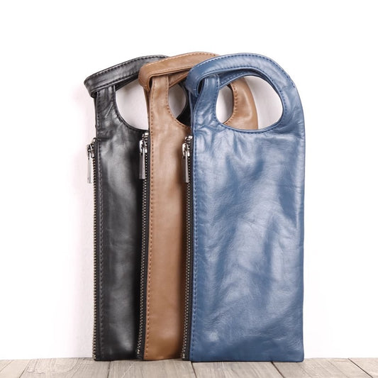 手工真皮横款钱包 植鞣头层牛皮手拎手拿包小手包男女款一件代发