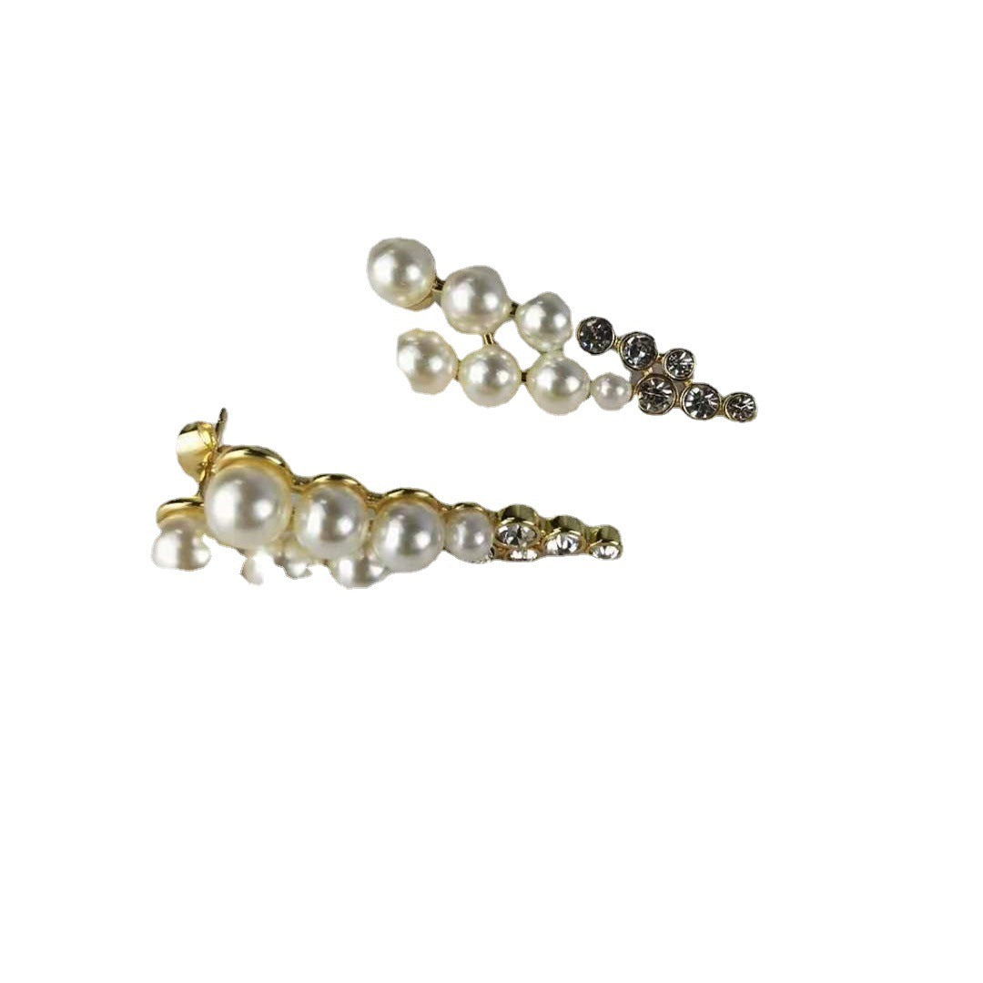 赛家新款celi优雅气质法式葡萄钻珍珠耳钉耳环镀金镶钻时髦耳饰