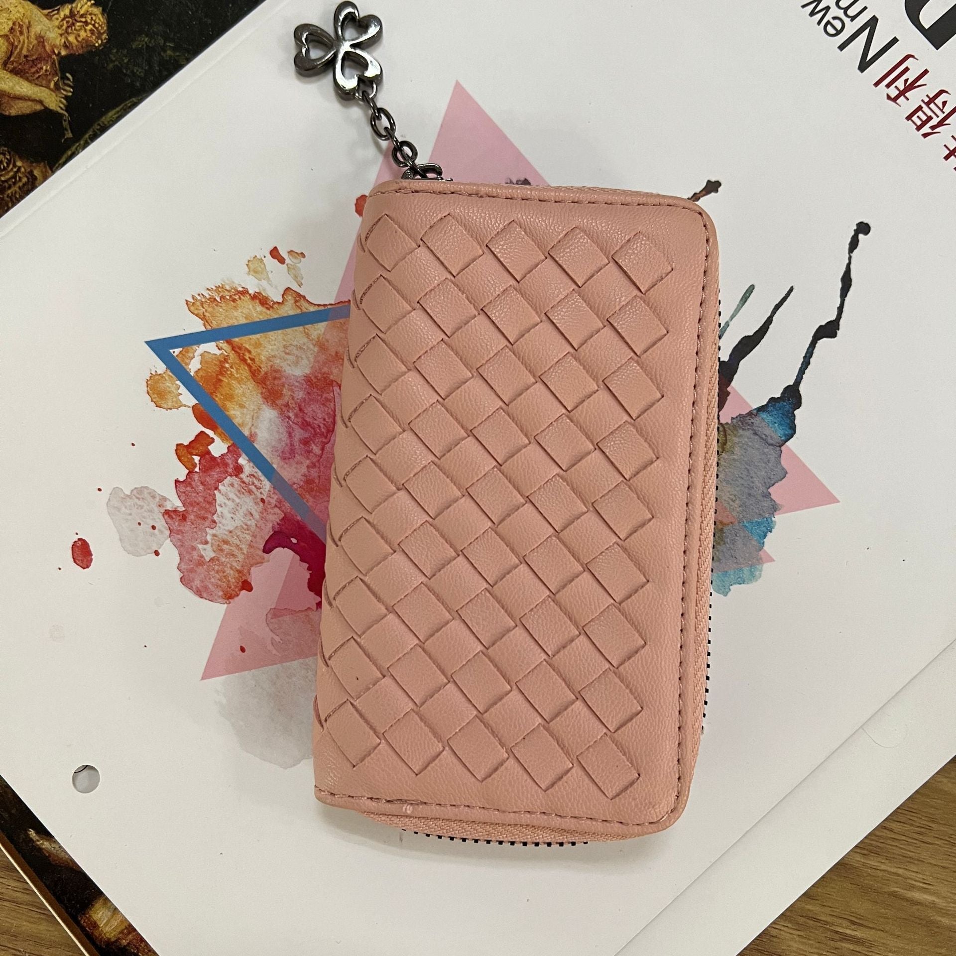 2025新款时尚零钱包卡包女手工编织多隔层多卡位银行卡卡包收纳包