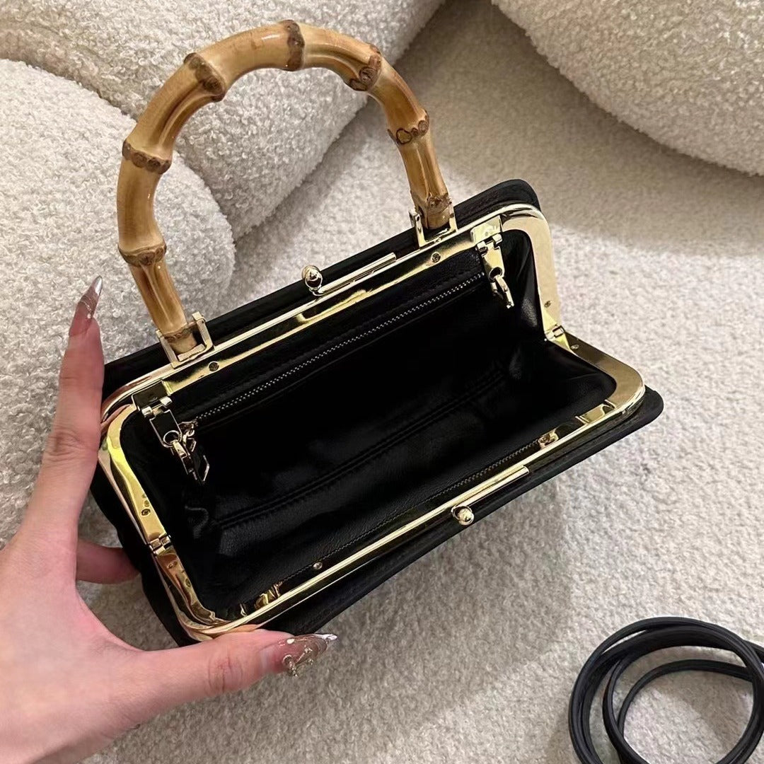 真皮头层牛皮包包女士2024新款欧美时尚竹节手提包单肩斜挎夹子包