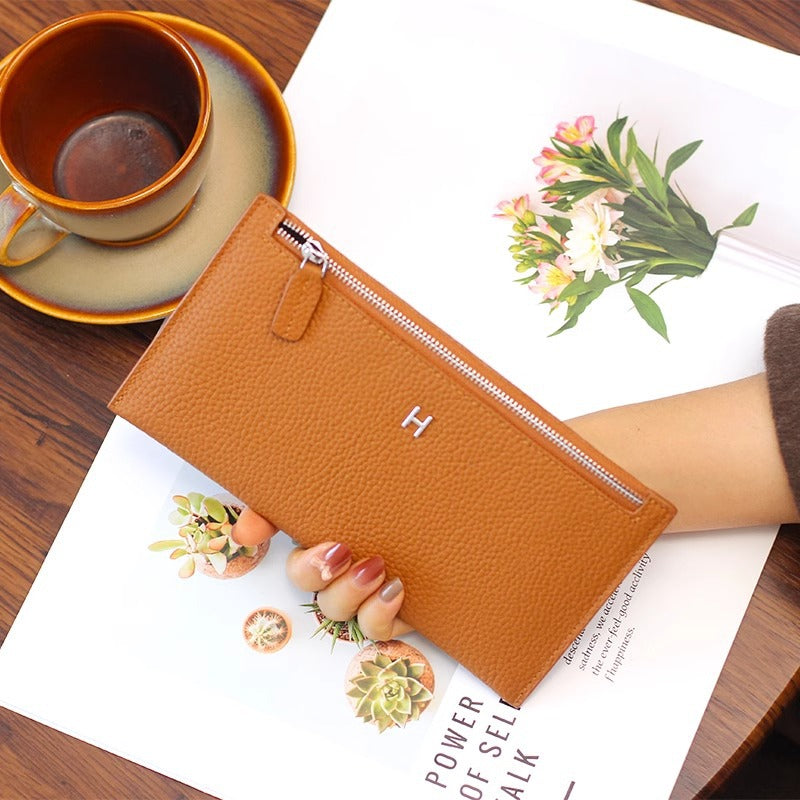 超薄真皮钱包女士2024新款高档头层牛皮手拿手机包卡包精致零钱包
