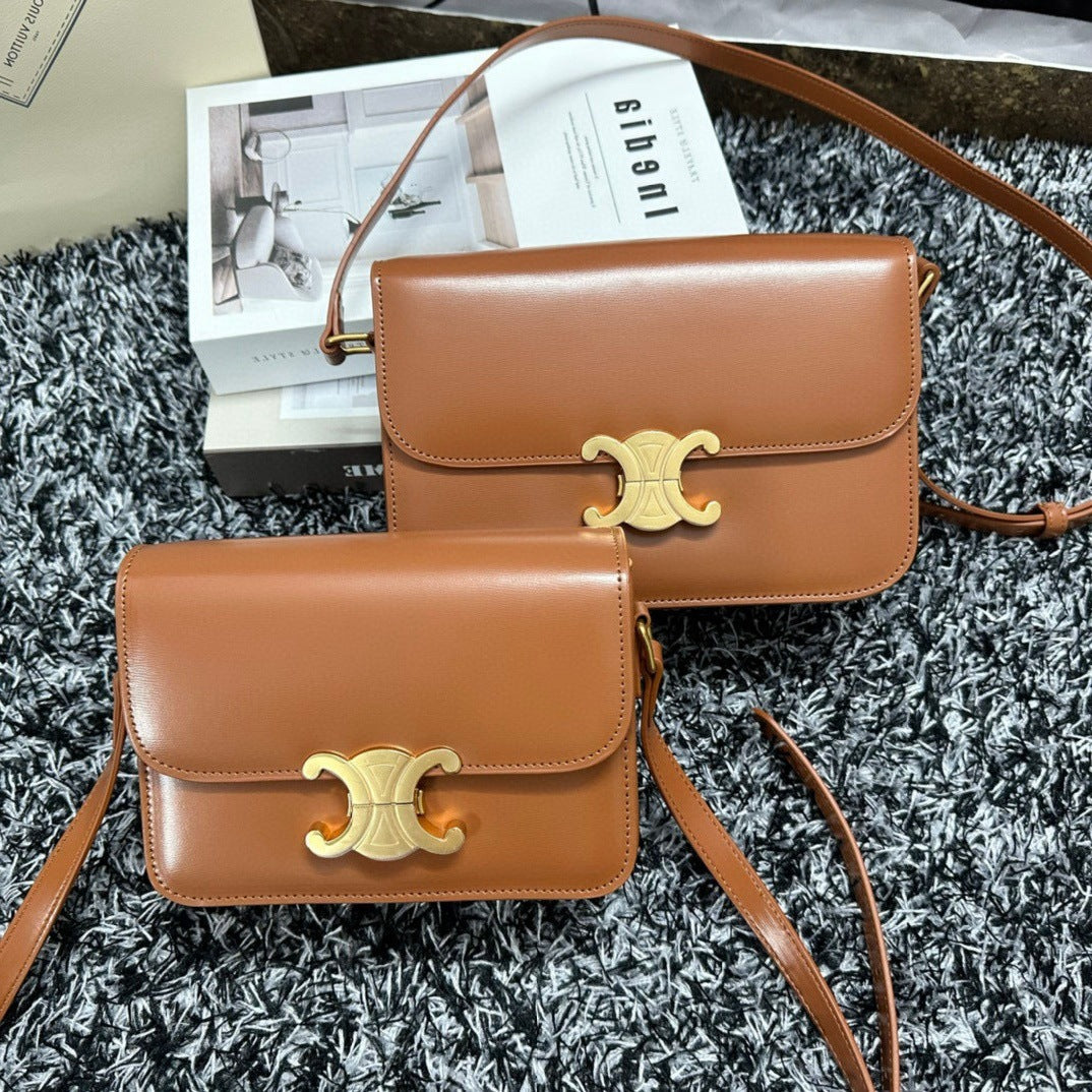 跨境凯旋门复古豆腐包女2025新款外贸单肩斜挎小方包百搭感女士包