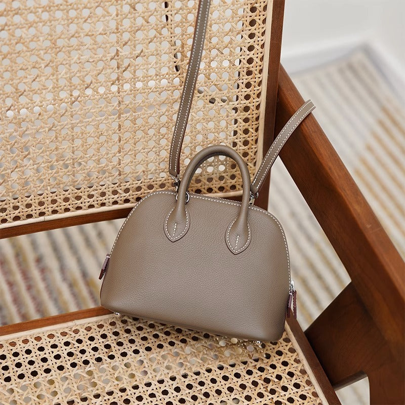 可爱实用担当~头层牛皮真皮贝壳包mini bolide迷你保龄球包 代发