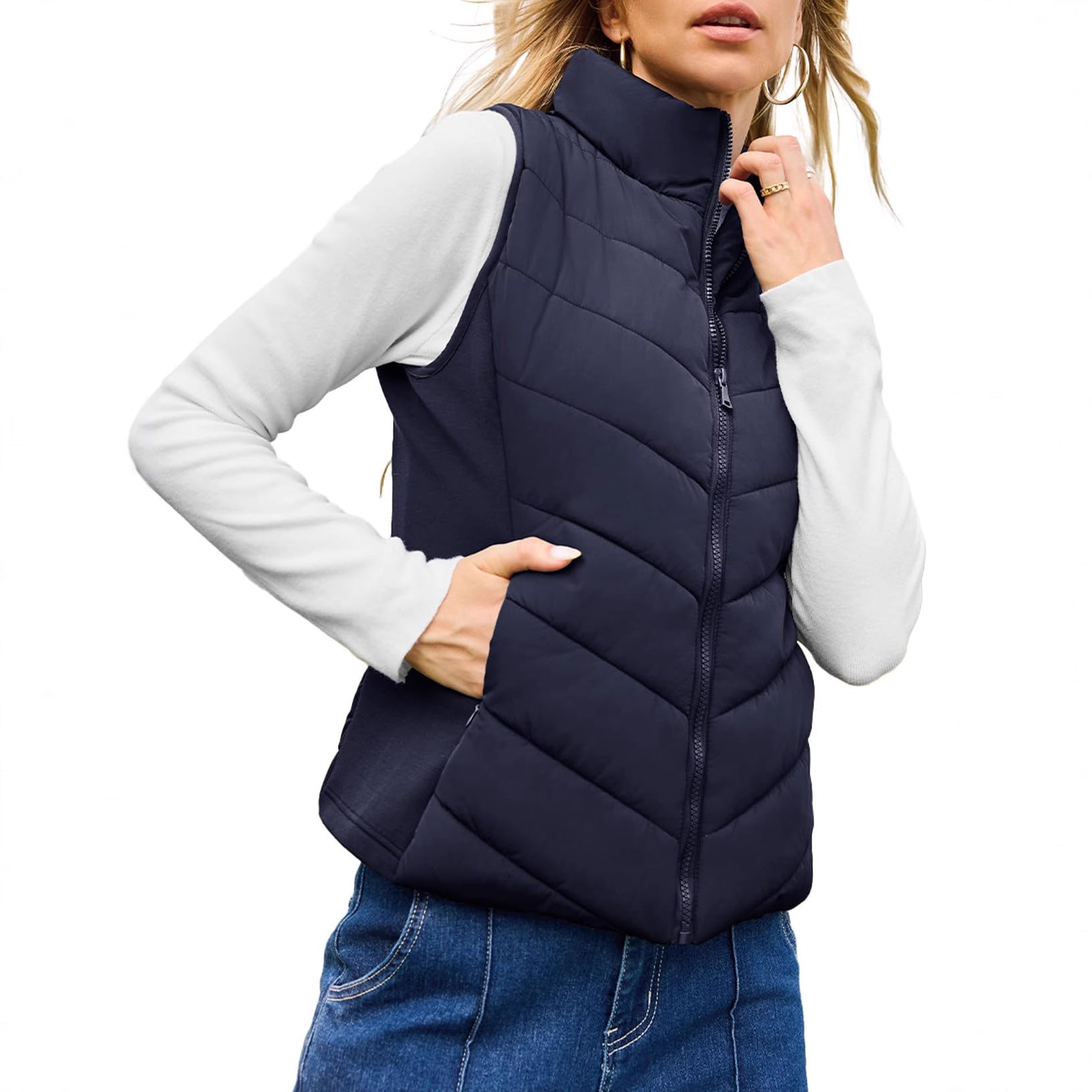 2025亚马逊独立站新款跨境女士棉服马甲背心
