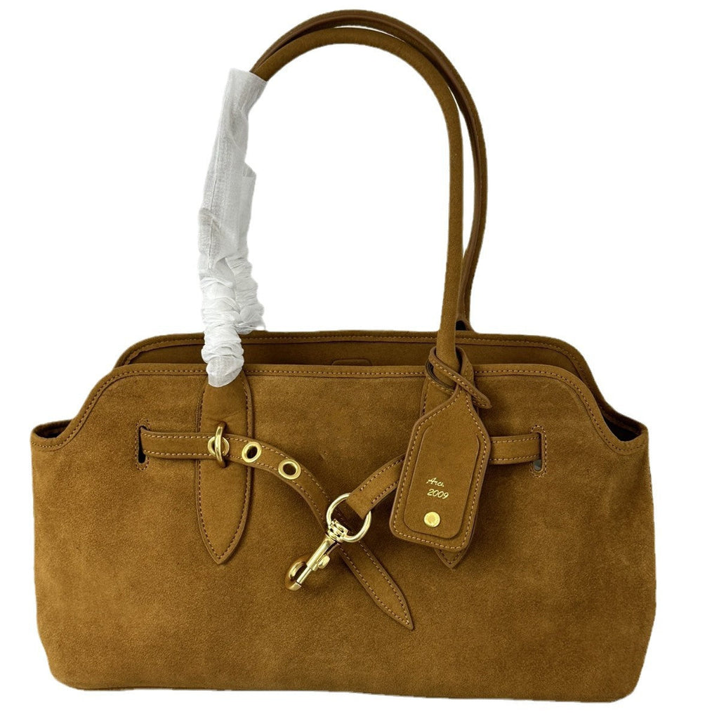 缪家秋冬新款复古美拉德百搭磨砂tote手提单肩包腋下包公文托特包