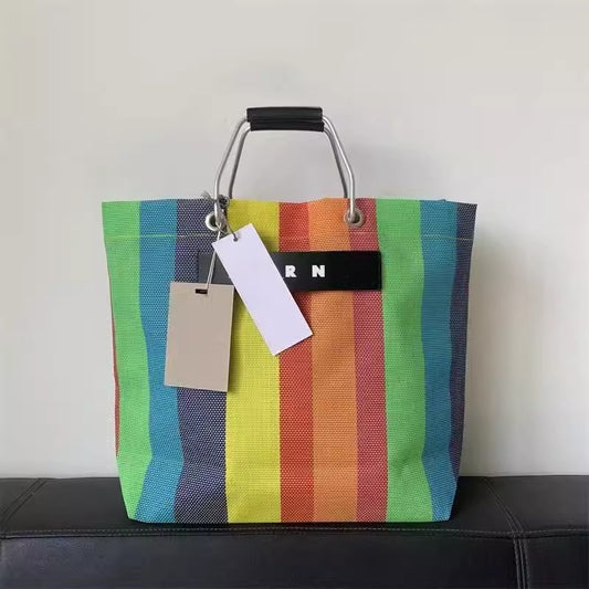 出口日韩MAR编织款铝制手提男女大容量休闲购物袋手提tote 托特包