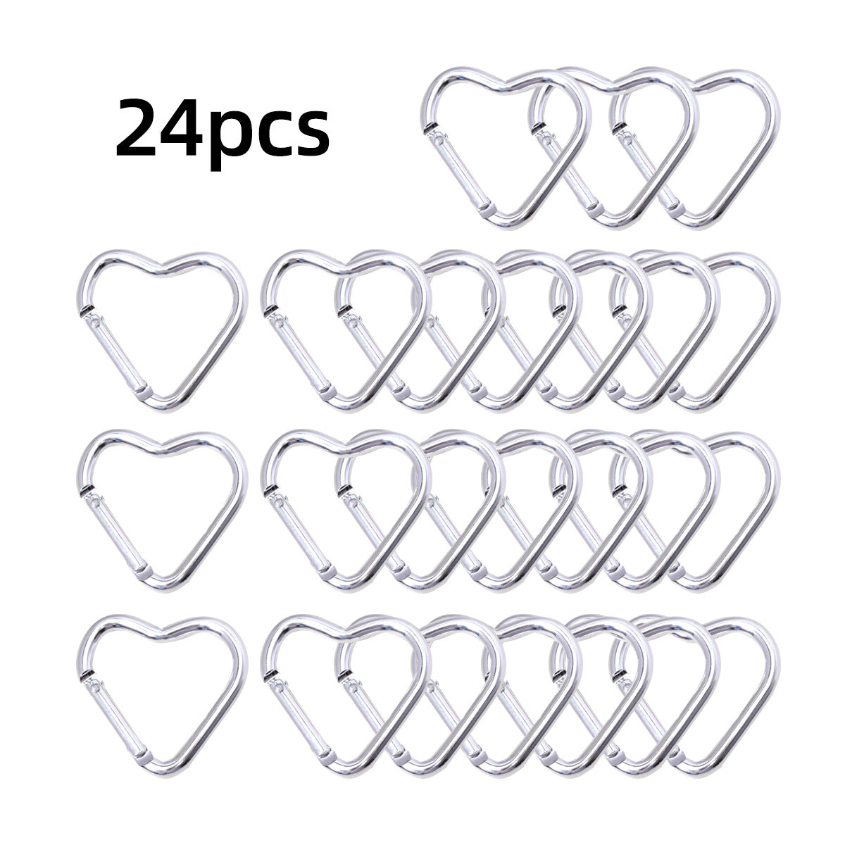 跨境代发贴标银色登山扣合金快挂扣心形钥匙扣背包扣爱心弹簧