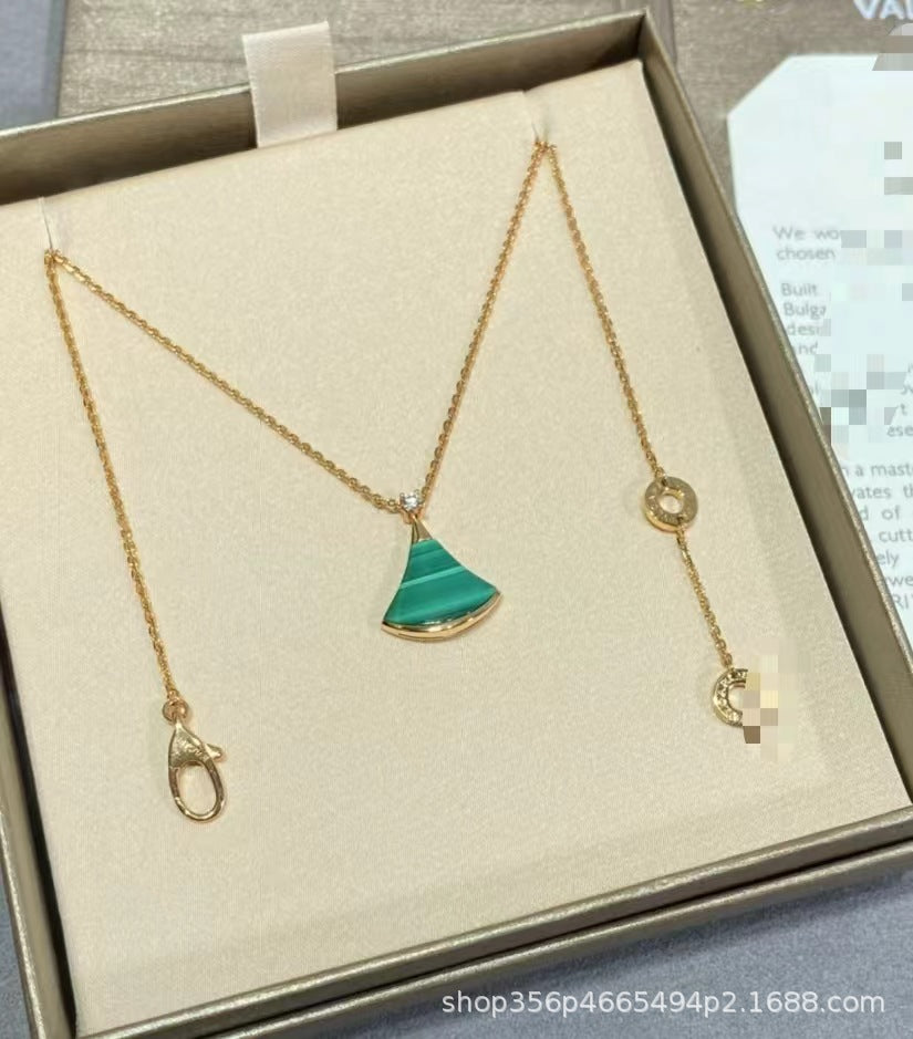 高版本Bao家小扇子项链精工CNC白贝小裙子项链S925银镀18k厚金