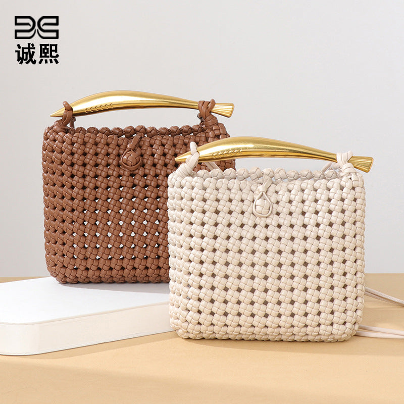 小众风车结沙丁鱼手拎女包时尚百搭手工编织包个性潮流单肩斜挎包