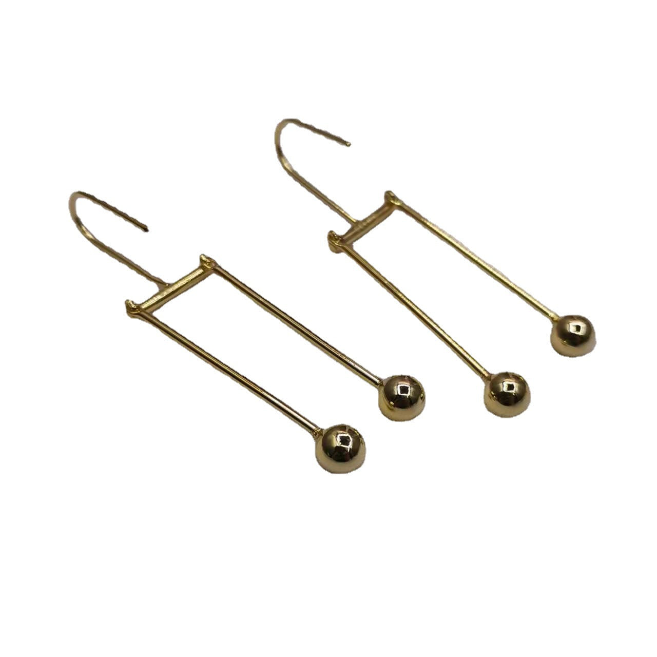 赛家21新款几何形耳环女高级感气质光面叮叮耳钩长款球形耳坠