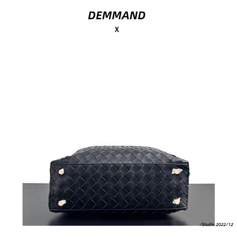 真皮编织女士手提包2023新款奢品时尚简约枕头包手提单肩斜挎女包