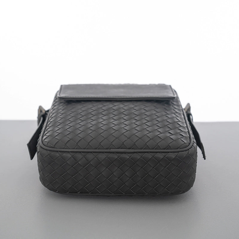 X&BV真皮男包单肩包新款编织竖版潮流商务休闲男士包包斜挎包背包