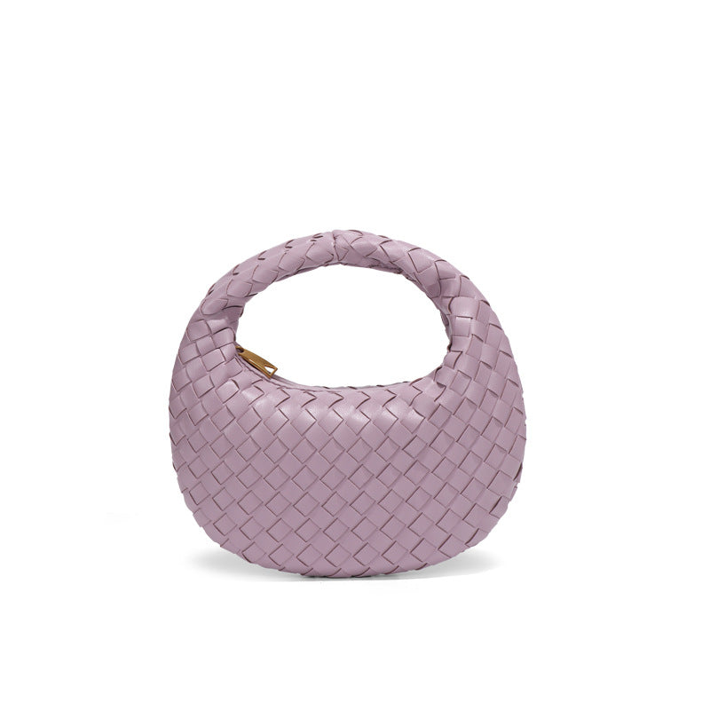 跨境简约时尚手拎饺子包简约手工编织女包工厂批发外贸单肩斜挎包