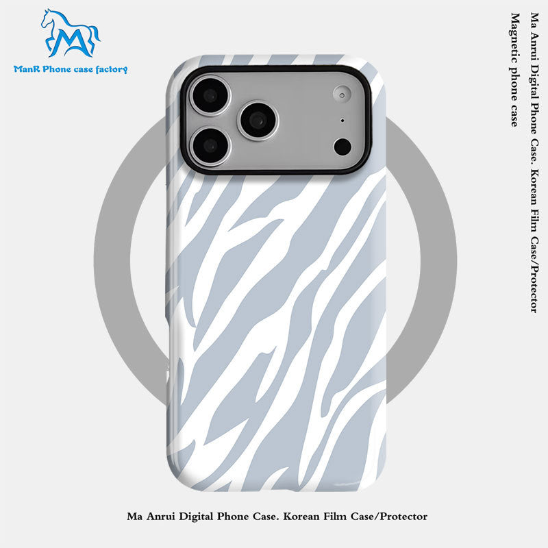 个性创意斑马纹菲林二合一适用苹果17pro手机壳iPhone16防摔套DIY