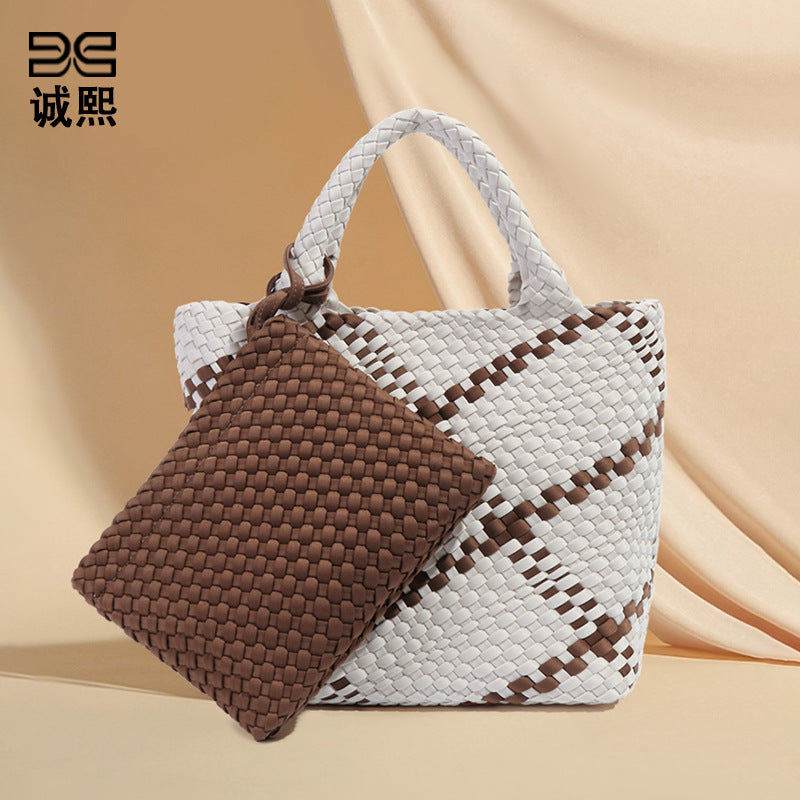 休闲大容量手工编织包复古网红同款手提托特包质感流行子母腋下包