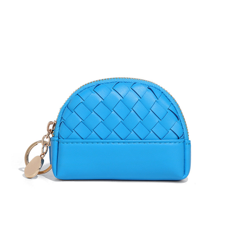 2025新款女包手工编织女钱包简约零钱包钱夹PU皮革小拉链化妆包包