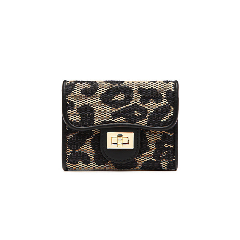 短款风琴卡包女豹纹多卡位证件精致小包大容量小众卡套批发名片包