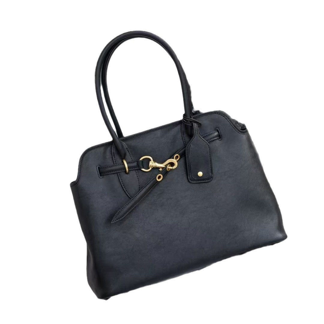 包包2024秋冬新款头层牛皮贝壳托特包大容量购物袋公文包腋下包包