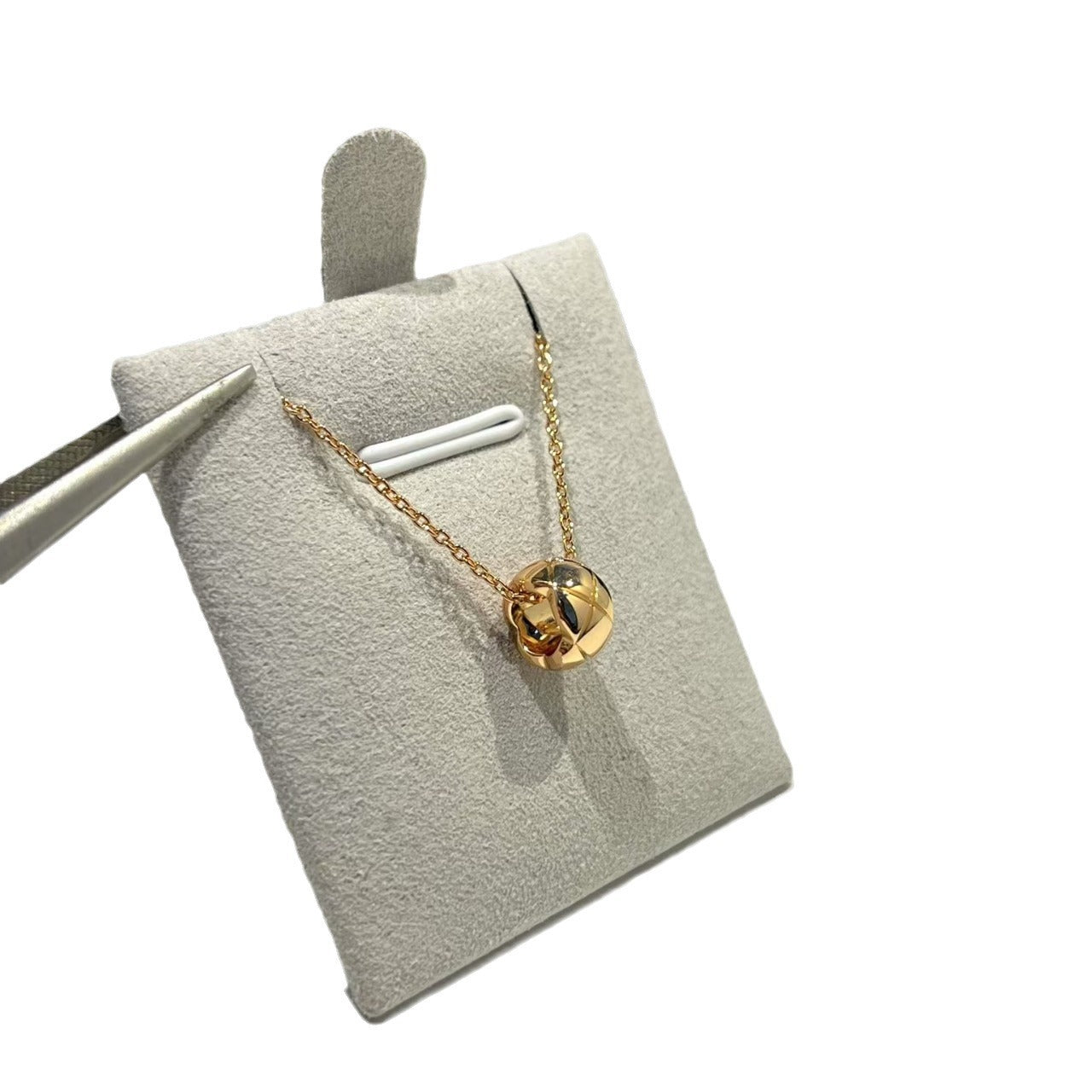 高版本coco菱格小金豆项链CNC精工版本S925银镀18K玫瑰金厂家直销