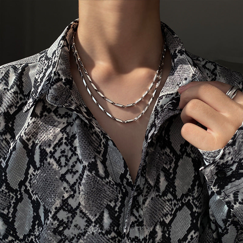 欧美跨境热销钛钢不掉色项链男士嘻哈小众女锁骨链necklace配饰品
