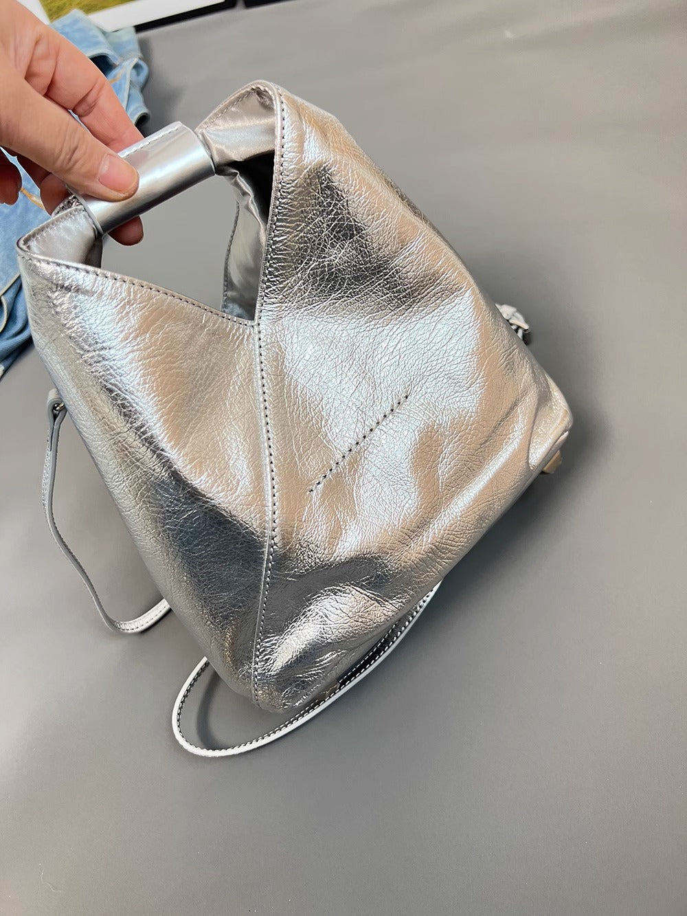 MM马吉啦三角包慵懒风女大容量通勤托特包ins潮流饺子包购物袋6