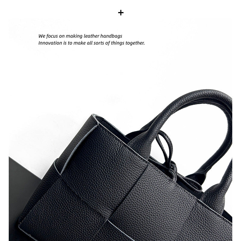 2023新款原创小众托特包大容量女包真皮编织手提包简约通勤质感包