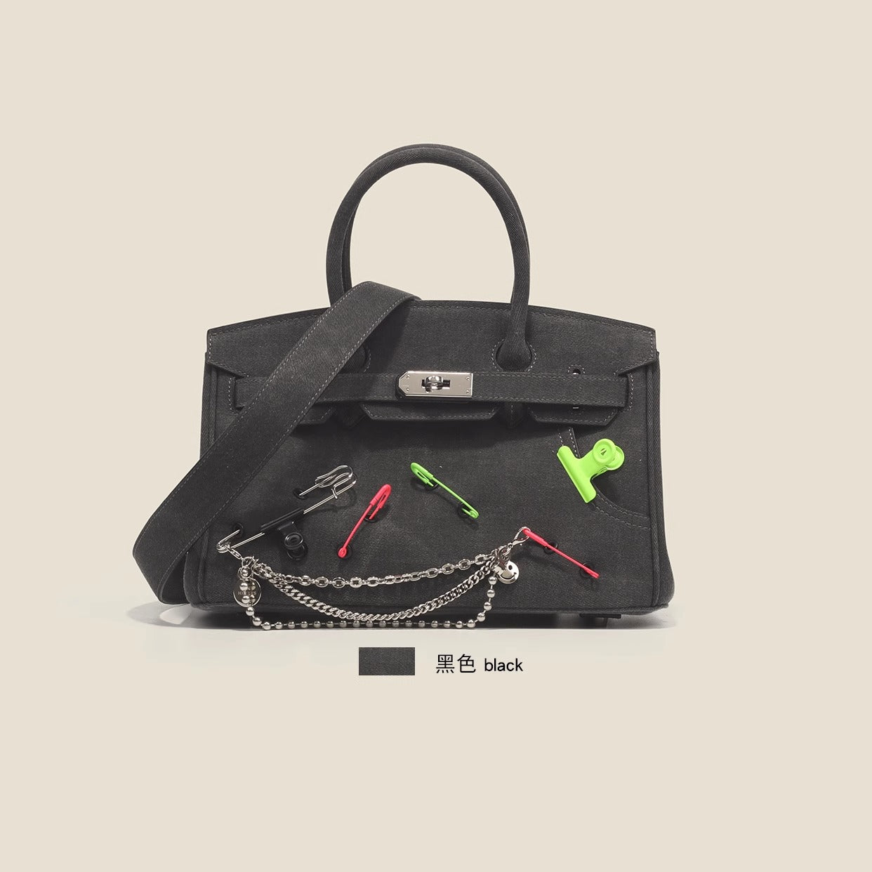 小众恶搞铂金包包女ins潮迷你牛仔帆布辣妹包高级感单肩斜挎包